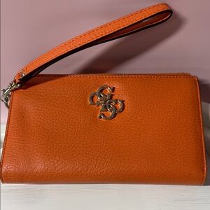 Orange Guess Women's Wristlet / Wallet Metallic Interior